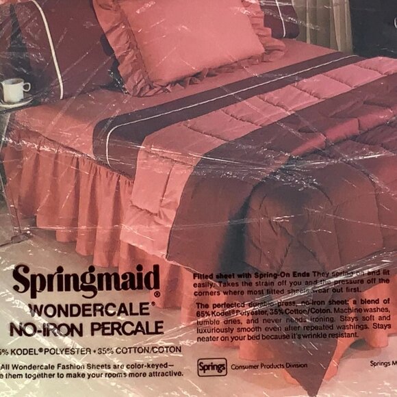 Springmaid Wondercale No-Iron Percale Double Flat Sheet Yellow New Vintage - Picture 9 of 9